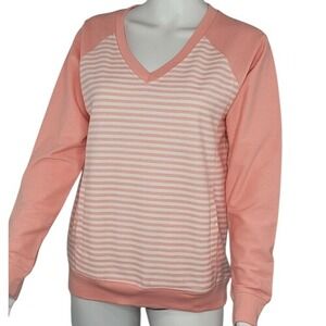 Central Park Pink & White Striped V-Neck‎ Top
